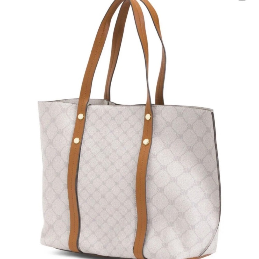 Steve Madden Tote Purse with Crossbody Bag 2pc Set | Cream Beige Logo | NWT - Picture 7 of 9